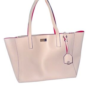 Kate Spade Armazon Exterieur Tote Bag in elegant cream color and red interior